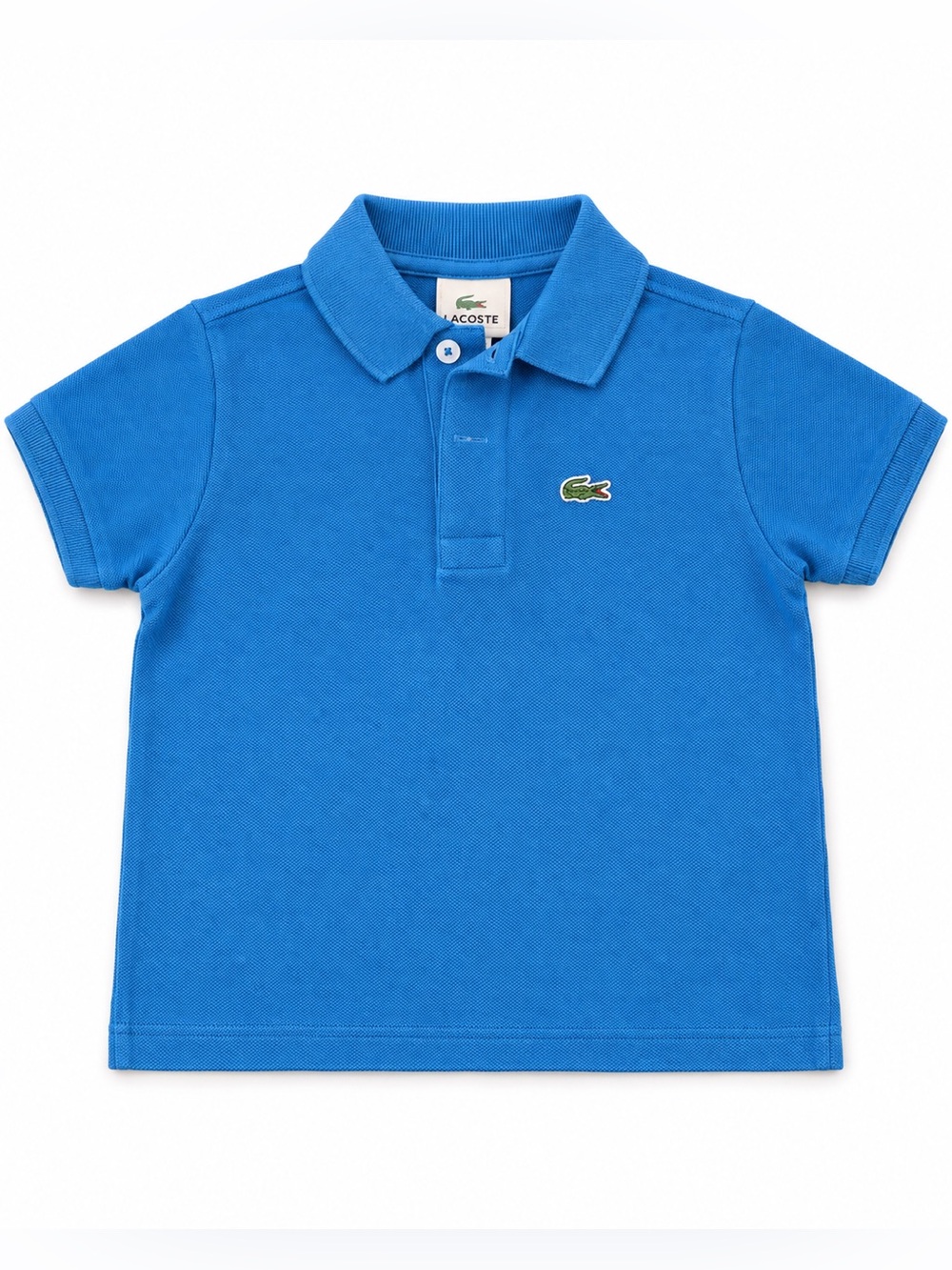 Lacoste Boys Bright Blue Short Sleeve Polo with Green Crocodile